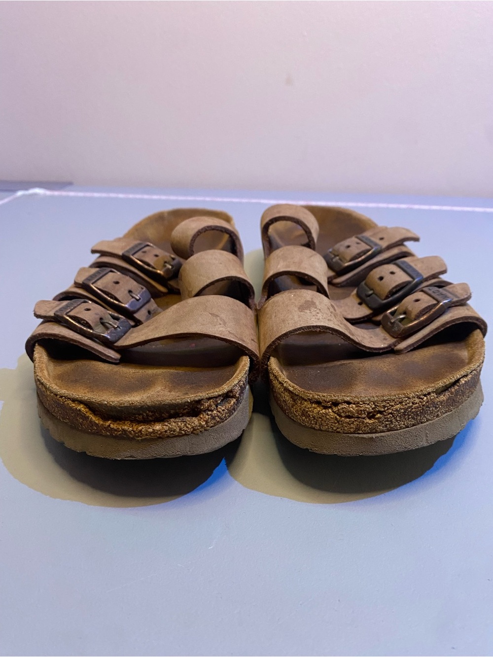 Naot Austin Brown Suede Leather Sandals Three Strap Flat Slip On Size US 7.5-8 - Picture 9 of 11